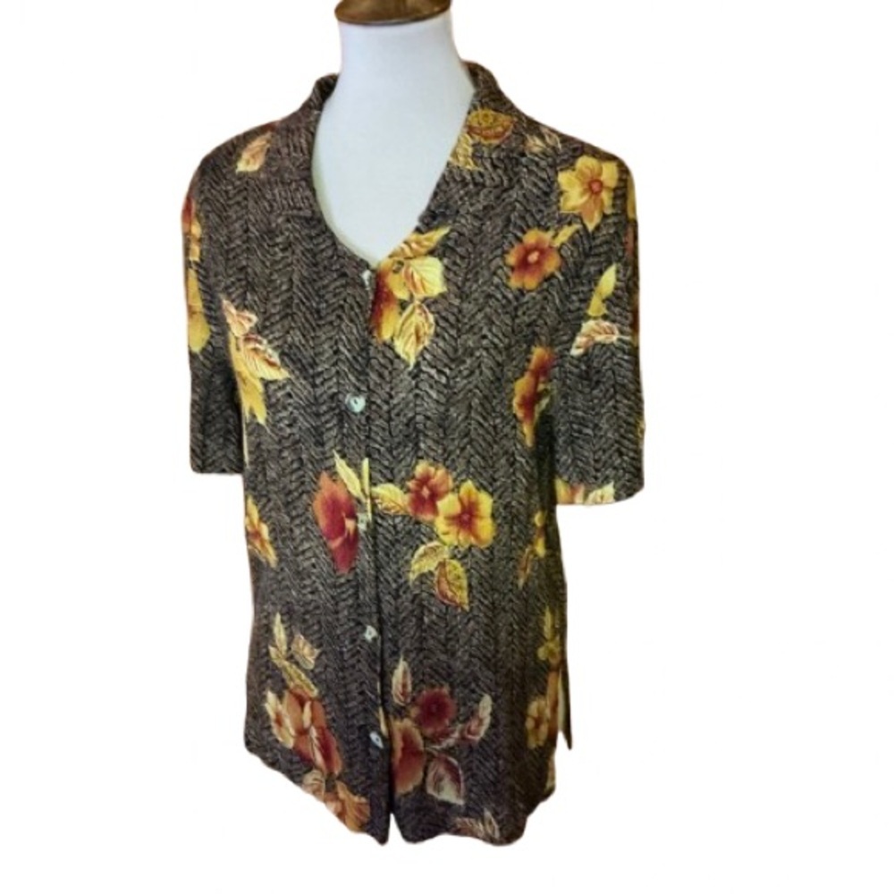 Vintage 80s Kathie Lee floral blouse